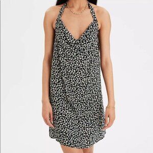 American Eagle Outfitters | Floral Daisy Drop-Back, Cowl-Neck Halter Dress